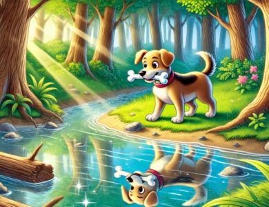 ac gozlu kopek ve deredeki yansimasi