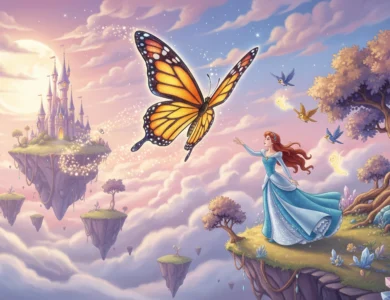 kelebek ve gökyüzü masal görseli