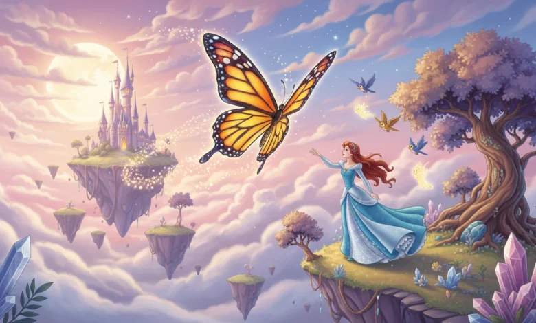 kelebek ve gökyüzü masal görseli