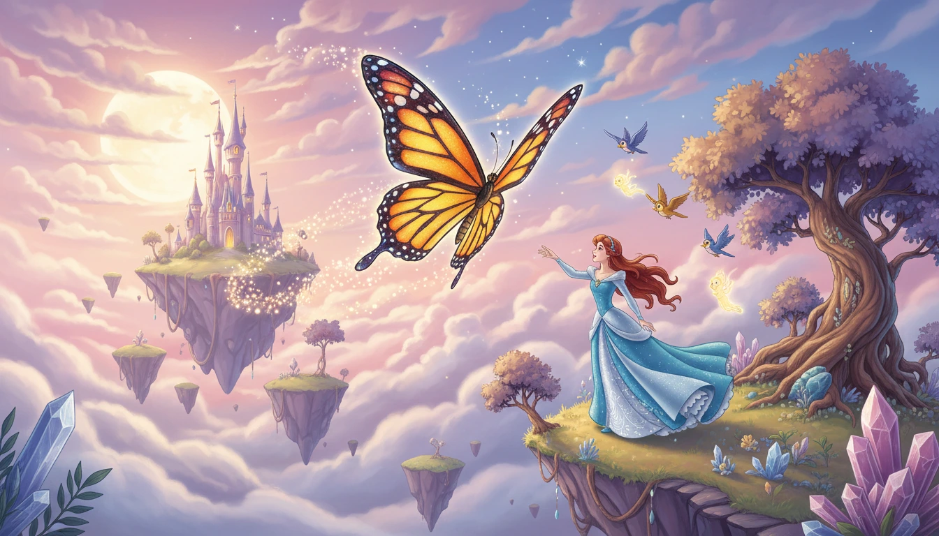 kelebek ve gökyüzü masal görseli