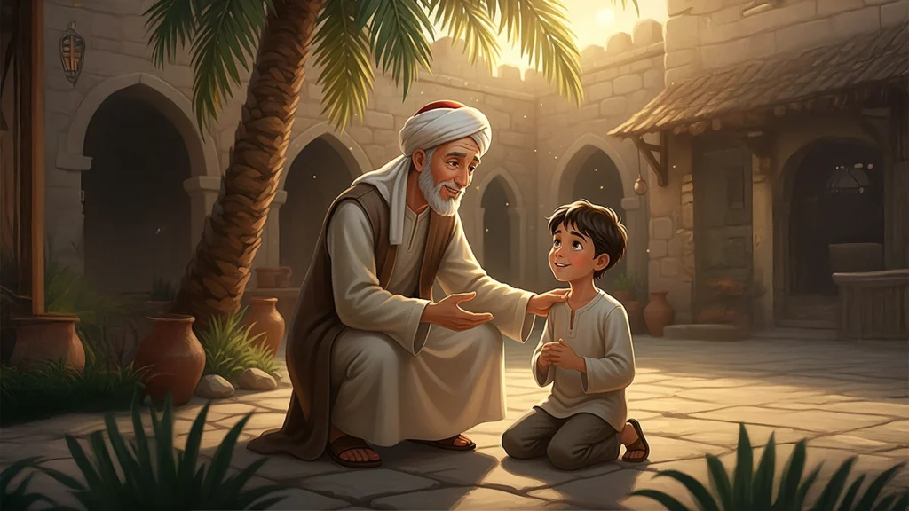 Peygamber efendimiz çocuğu dinliyor